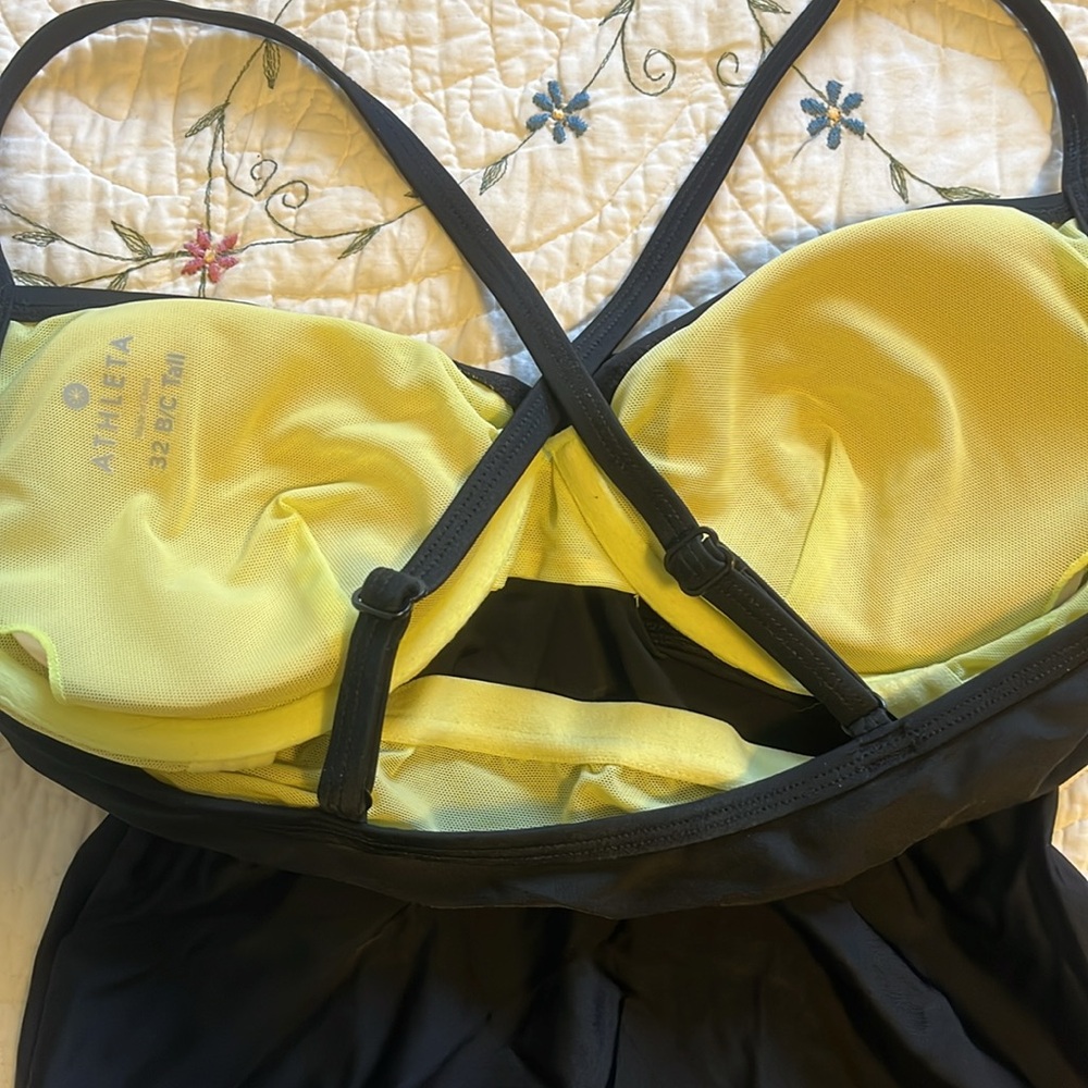 20% OFF BUNDLES! Athleta Swim Underwire Tankini Top. 32 B/C Tall Black - Picture 7 of 9